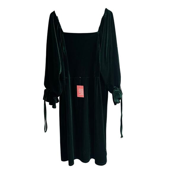 Ivy City Women's Scarlett Velvet Green Puff Sleeve Square Neck Dress 3X - Picture 4 of 16